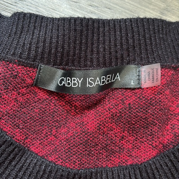 Gabby Isabella | Black and Red Crewneck Sweater w/ Geometric Pattern Size Large - Picture 5 of 11